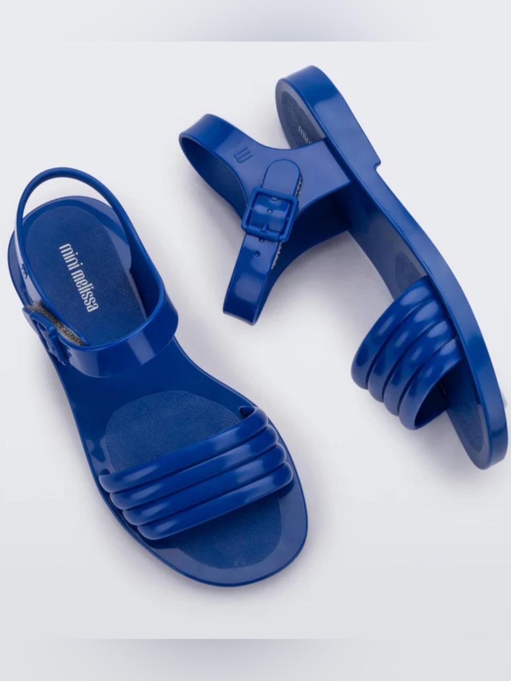 Mini Melissa Mar Wave Jelly Sandals in Blue, Big Kids size 1